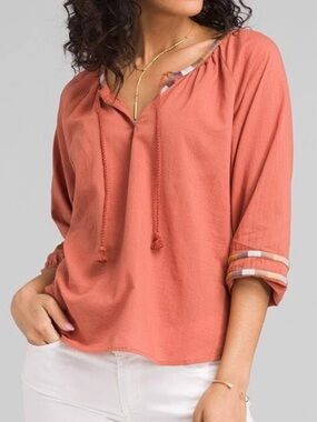 Prana Atlantis Embroidered Peasant Blouse L